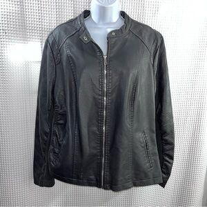 Baccini Women's Black faux Leather Jacket size 2x